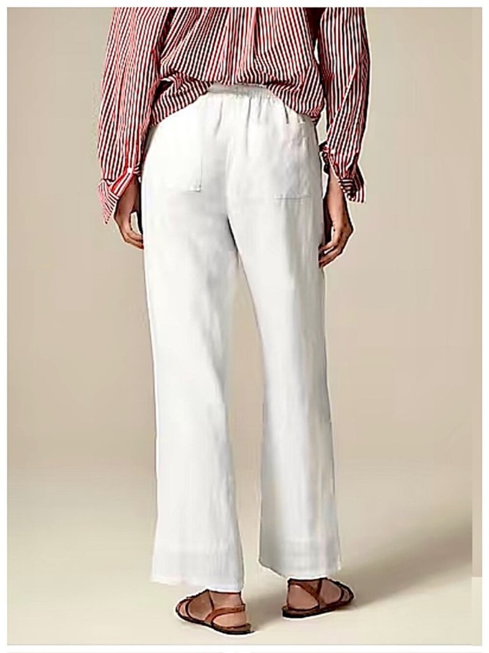 J. Crew White Wide-Leg Drawstring Pants - Picture 2 of 8